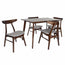 Zenvida Alto Mid Century 5 Piece Dining Set, Rubber Wood Table, Fabric Chairs, Seats Four
